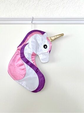 White unicorn with pink purple mane Christmas stocking